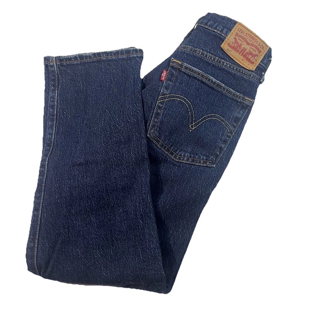 Levis 501 Jeans Womens 26 Blue Medium Wash High Rise Tapered Distressed 26x26‎